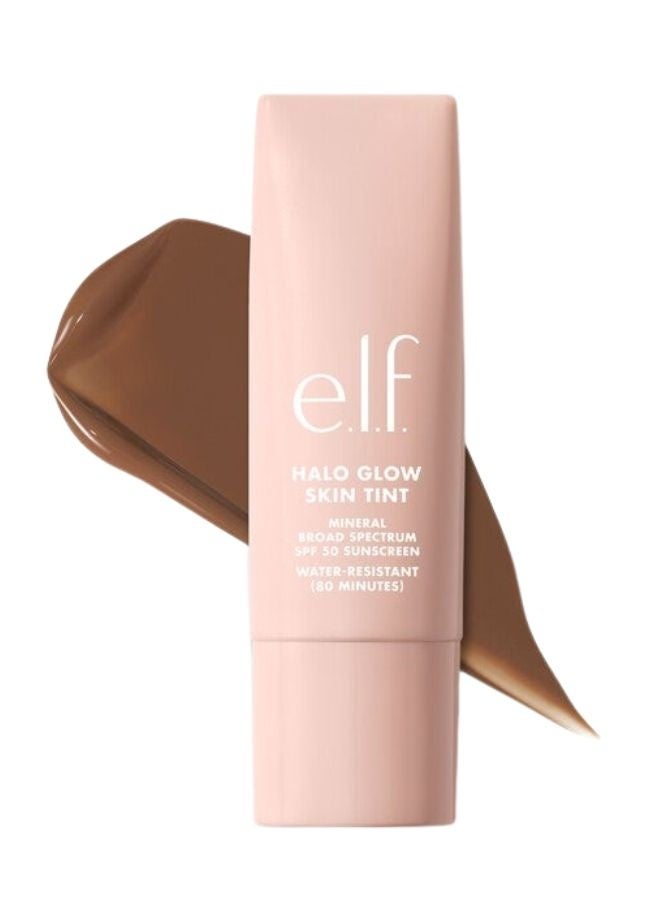 elf e.l.f. Halo Glow Skin Tint Light Coverage Foundation SPF 50 – 14 Deep Warm (Deep with Warm Undertones) Lightweight Buildable Coverage, Hydrating Dewy Finish Mineral Sunscreen, 50 ml - Image 1